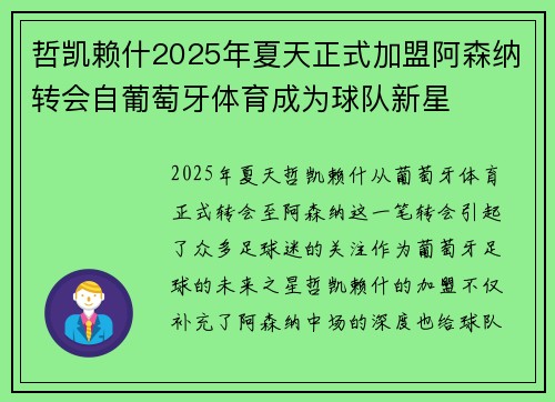 哲凯赖什2025年夏天正式加盟阿森纳转会自葡萄牙体育成为球队新星